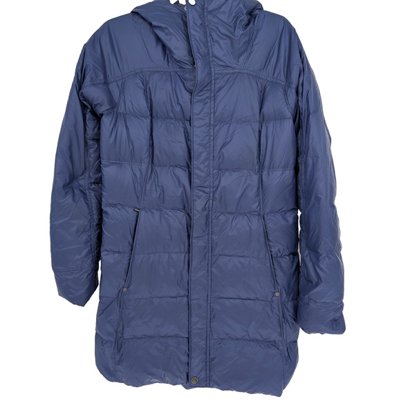 REI Womens Navy Down Hooded Quilted Puffer Coat Outdoor Gorpcore Winter Medium - Picture 1 of 10